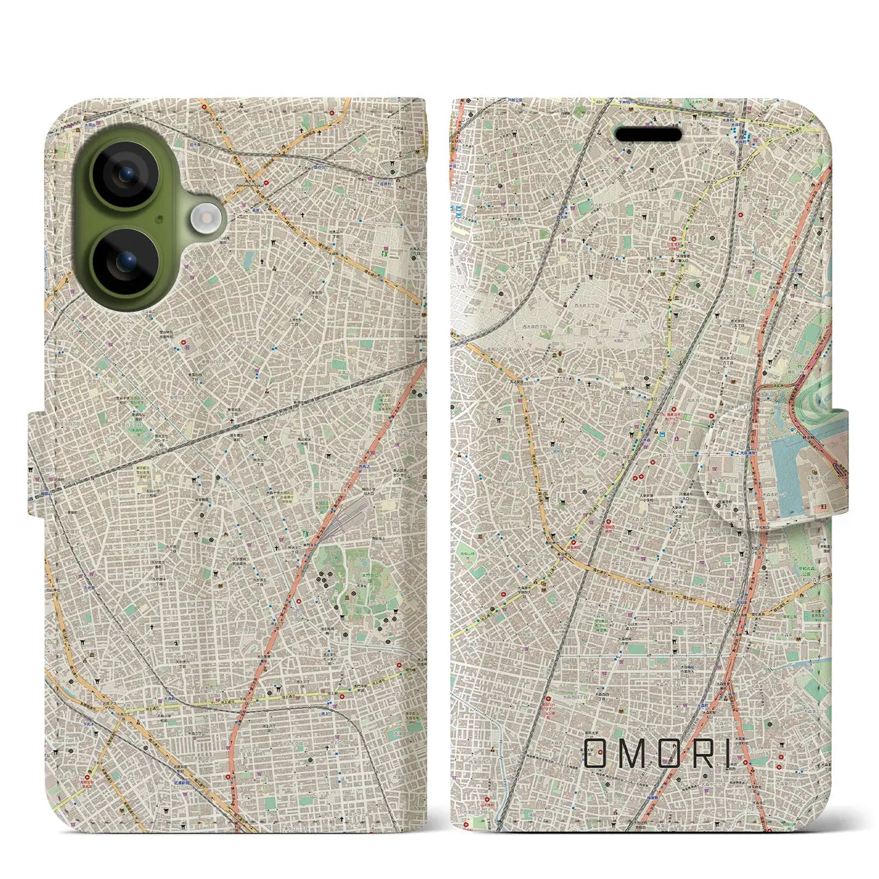 【大森（東京都）】地図柄iPhoneケース（手帳タイプ）