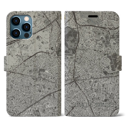 【表参道（東京都）】地図柄iPhoneケース（手帳タイプ）モノトーン・iPhone 12 / 12 Pro 用