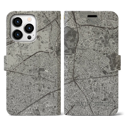 【表参道（東京都）】地図柄iPhoneケース（手帳タイプ）モノトーン・iPhone 13 Pro 用