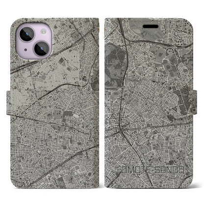 【表参道（東京都）】地図柄iPhoneケース（手帳タイプ）モノトーン・iPhone 14 用