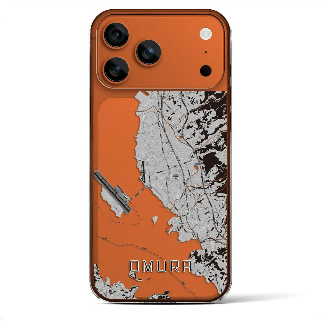 【大村（長崎県）】地図柄iPhoneケース（クリアタイプ）モノトーン・iPhone 17 Pro Max 用