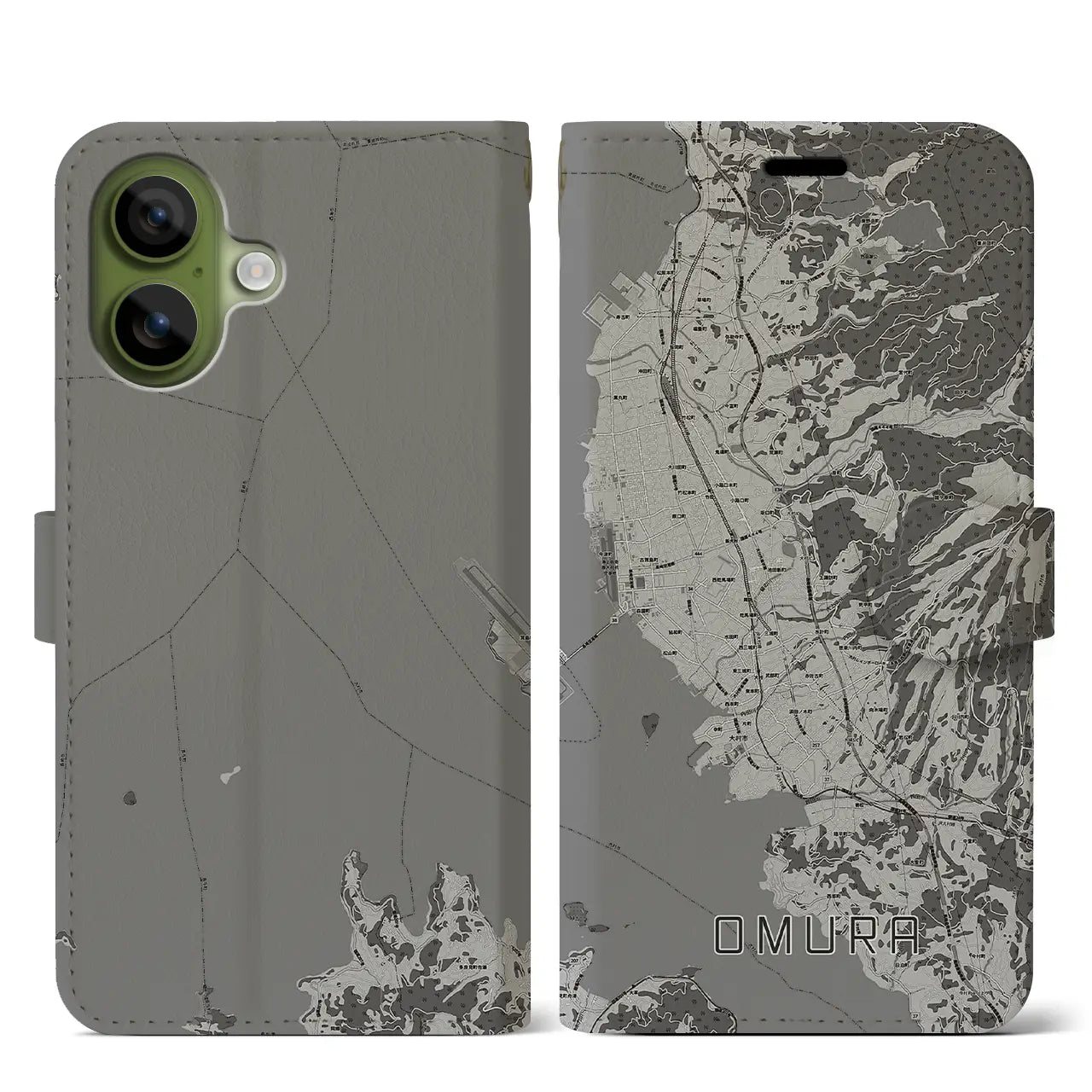 【大村（長崎県）】地図柄iPhoneケース（手帳タイプ）