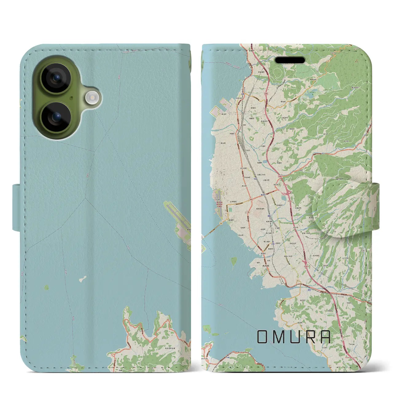 【大村（長崎県）】地図柄iPhoneケース（手帳タイプ）