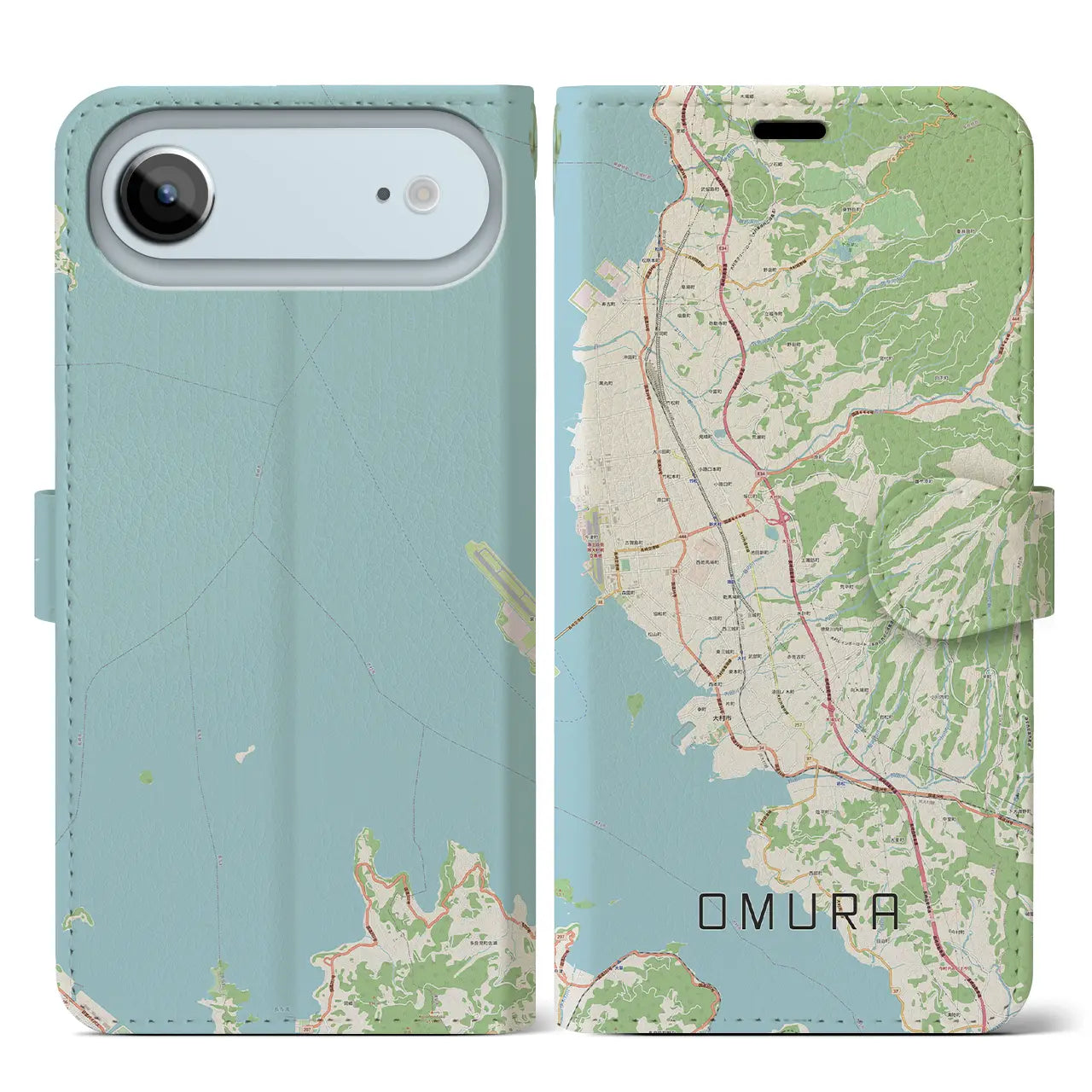 【大村（長崎県）】地図柄iPhoneケース（手帳タイプ）