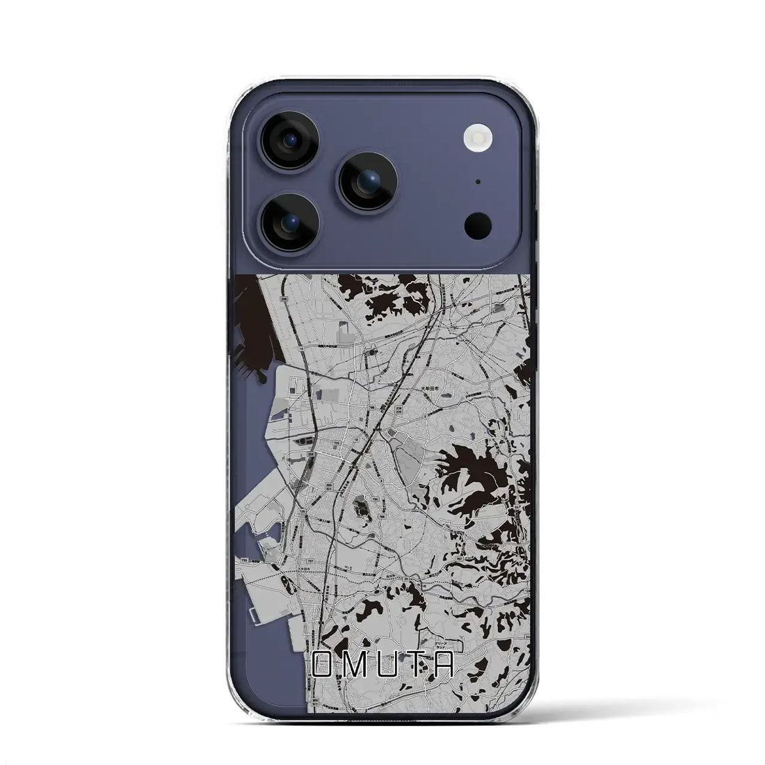 【大牟田(福岡県)】地図柄iPhoneケース(クリアタイプ)モノトーン・iPhone 17 Pro Max 用