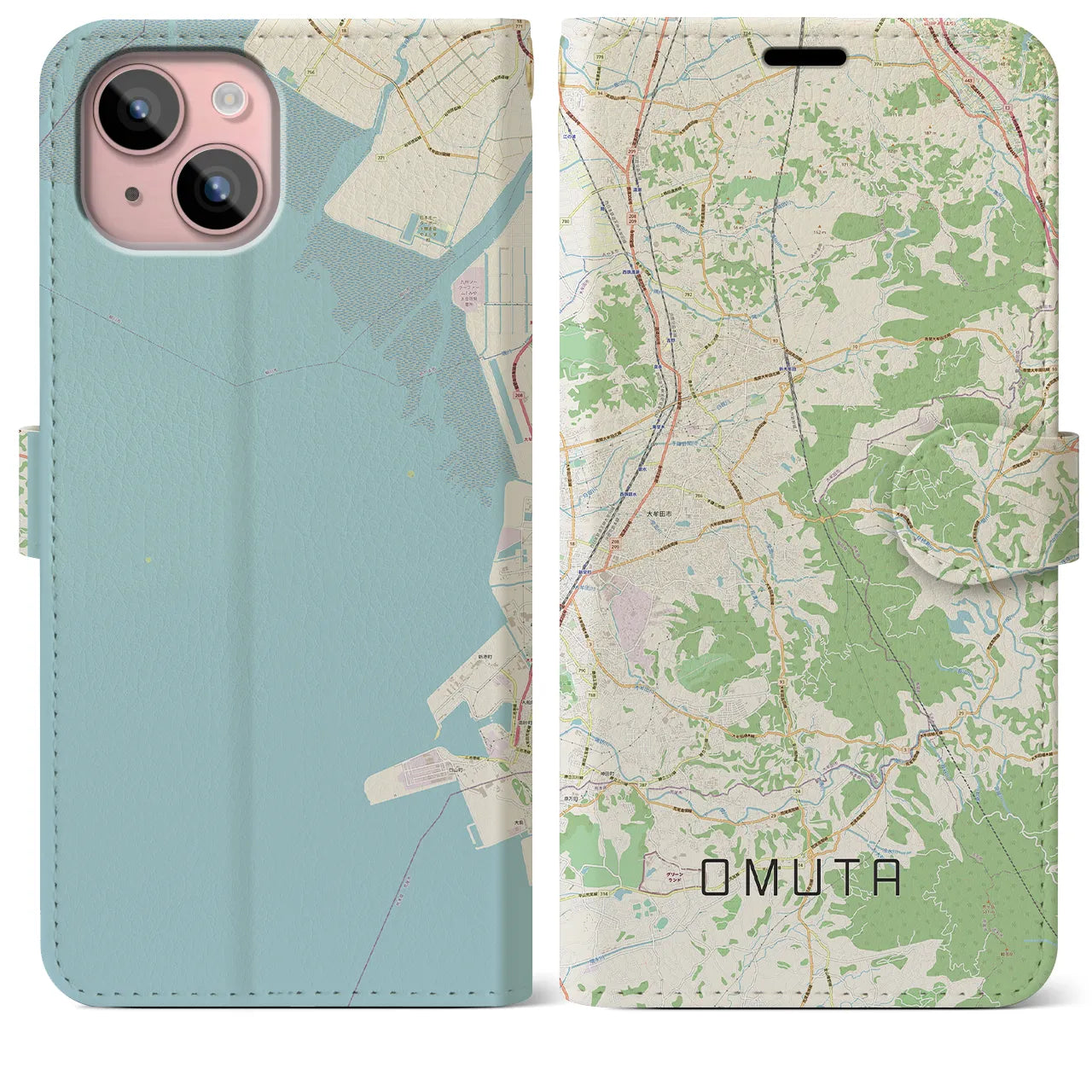 【大牟田（福岡県）】地図柄iPhoneケース（手帳タイプ）