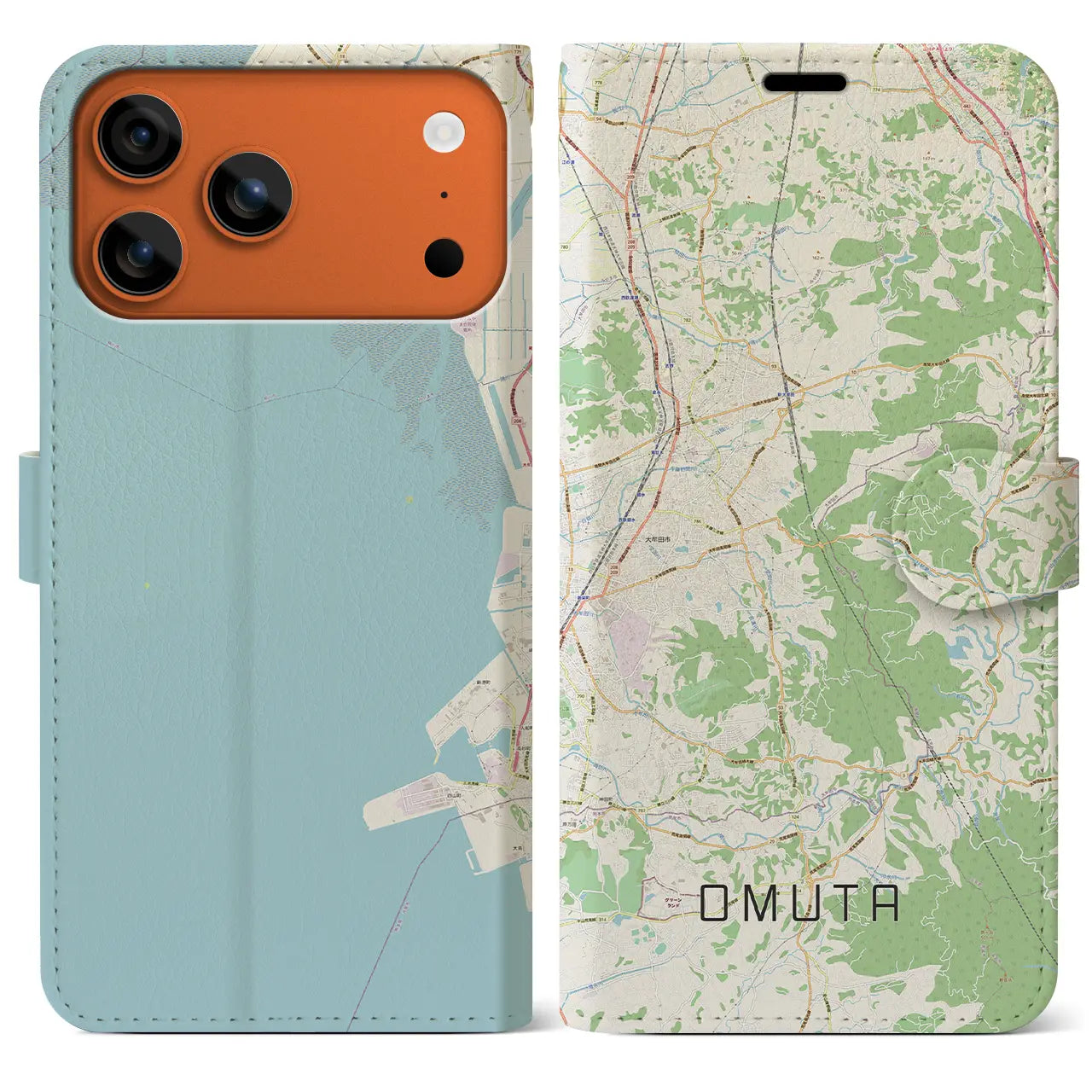 【大牟田（福岡県）】地図柄iPhoneケース（手帳タイプ）