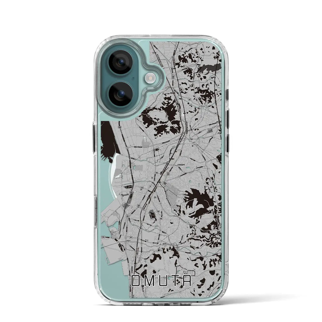 【大牟田(福岡県)】地図柄iPhoneケース(MagSafeタイプ)モノトーン・iPhone 16 Pro 用