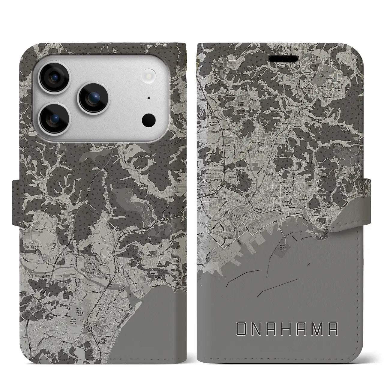 【小名浜（福島県）】地図柄iPhoneケース（手帳タイプ）