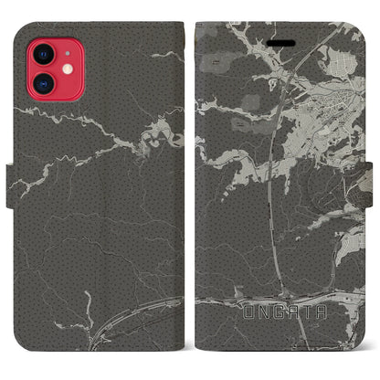 【恩方（東京都）】地図柄iPhoneケース（手帳タイプ）モノトーン・iPhone 11 用