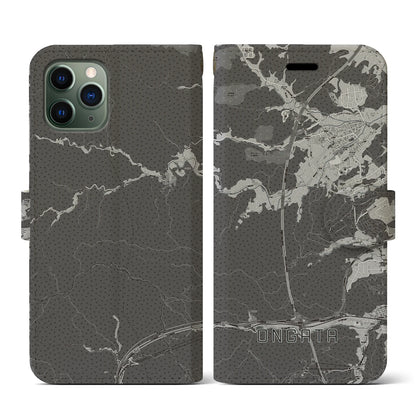 【恩方（東京都）】地図柄iPhoneケース（手帳タイプ）モノトーン・iPhone 11 Pro 用