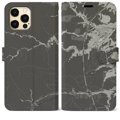 【恩方（東京都）】地図柄iPhoneケース（手帳タイプ）モノトーン・iPhone 12 Pro Max 用