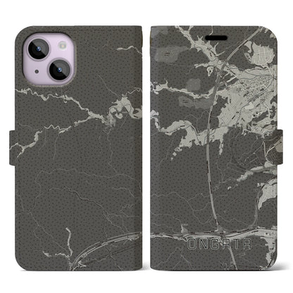 【恩方（東京都）】地図柄iPhoneケース（手帳タイプ）モノトーン・iPhone 14 用