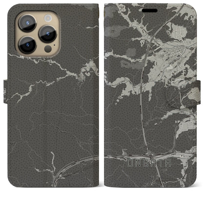 【恩方（東京都）】地図柄iPhoneケース（手帳タイプ）モノトーン・iPhone 14 Pro Max 用