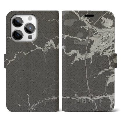 【恩方（東京都）】地図柄iPhoneケース（手帳タイプ）モノトーン・iPhone 14 Pro 用