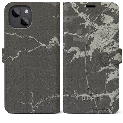 【恩方（東京都）】地図柄iPhoneケース（手帳タイプ）モノトーン・iPhone 14 Plus 用