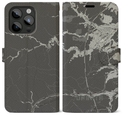 【恩方（東京都）】地図柄iPhoneケース（手帳タイプ）モノトーン・iPhone 15 Pro Max 用