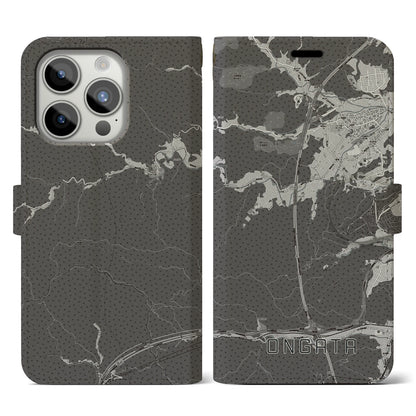 【恩方（東京都）】地図柄iPhoneケース（手帳タイプ）モノトーン・iPhone 15 Pro 用