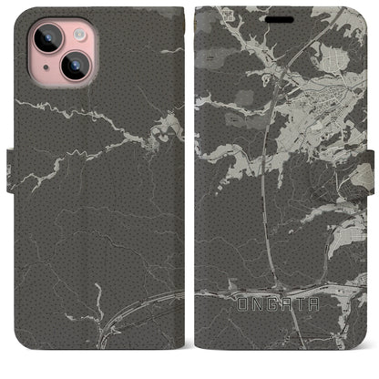 【恩方（東京都）】地図柄iPhoneケース（手帳タイプ）モノトーン・iPhone 15 Plus 用