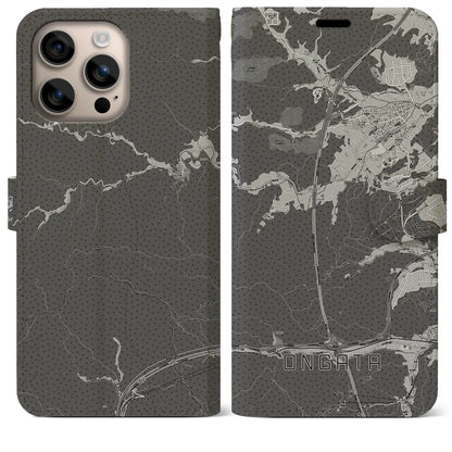 【恩方（東京都）】地図柄iPhoneケース（手帳タイプ）モノトーン・iPhone 16 Plus 用