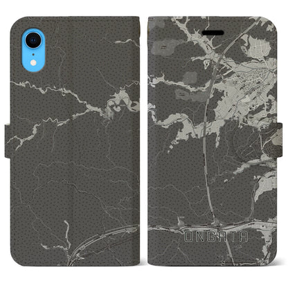 【恩方（東京都）】地図柄iPhoneケース（手帳タイプ）モノトーン・iPhone XR 用