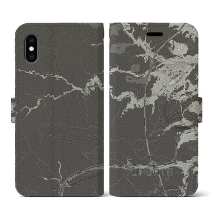 【恩方（東京都）】地図柄iPhoneケース（手帳タイプ）モノトーン・iPhone XS / X 用