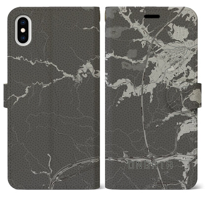 【恩方（東京都）】地図柄iPhoneケース（手帳タイプ）モノトーン・iPhone XS Max 用