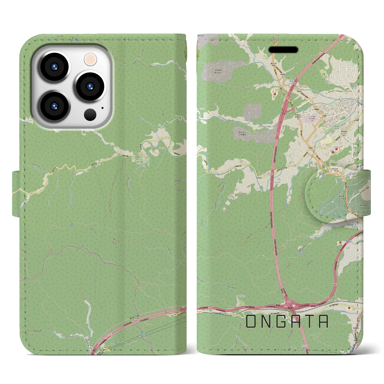 【恩方（東京都）】地図柄iPhoneケース（手帳タイプ）