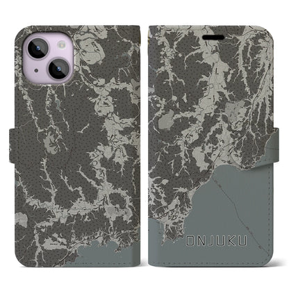 【御宿（千葉県）】地図柄iPhoneケース（手帳タイプ）モノトーン・iPhone 14 用