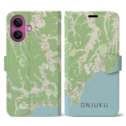 【御宿（千葉県）】地図柄iPhoneケース（手帳タイプ）ナチュラル・iPhone 16 Pro 用