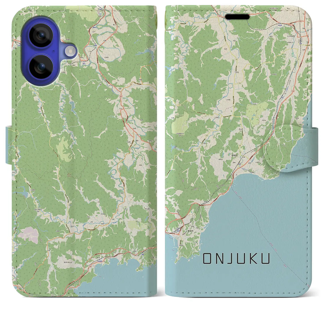 【御宿（千葉県）】地図柄iPhoneケース（手帳タイプ）ナチュラル・iPhone 16 Pro Max 用