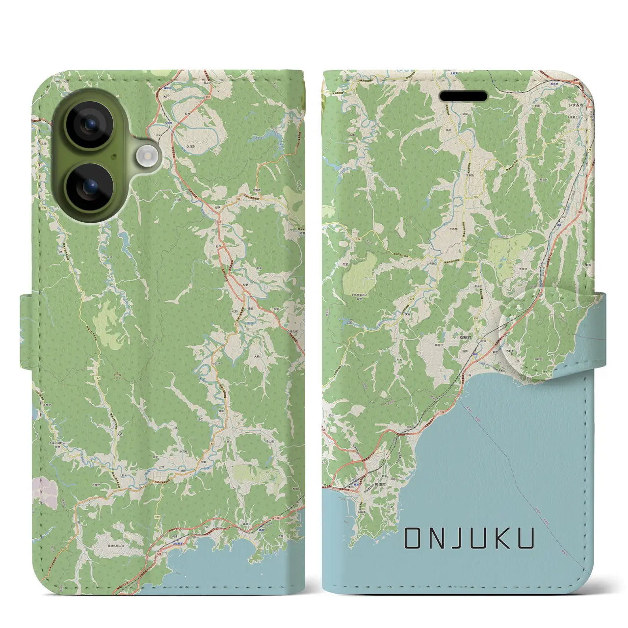 【御宿（千葉県）】地図柄iPhoneケース（手帳タイプ）