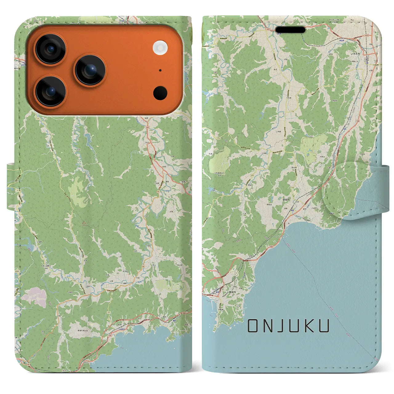 【御宿（千葉県）】地図柄iPhoneケース（手帳タイプ）