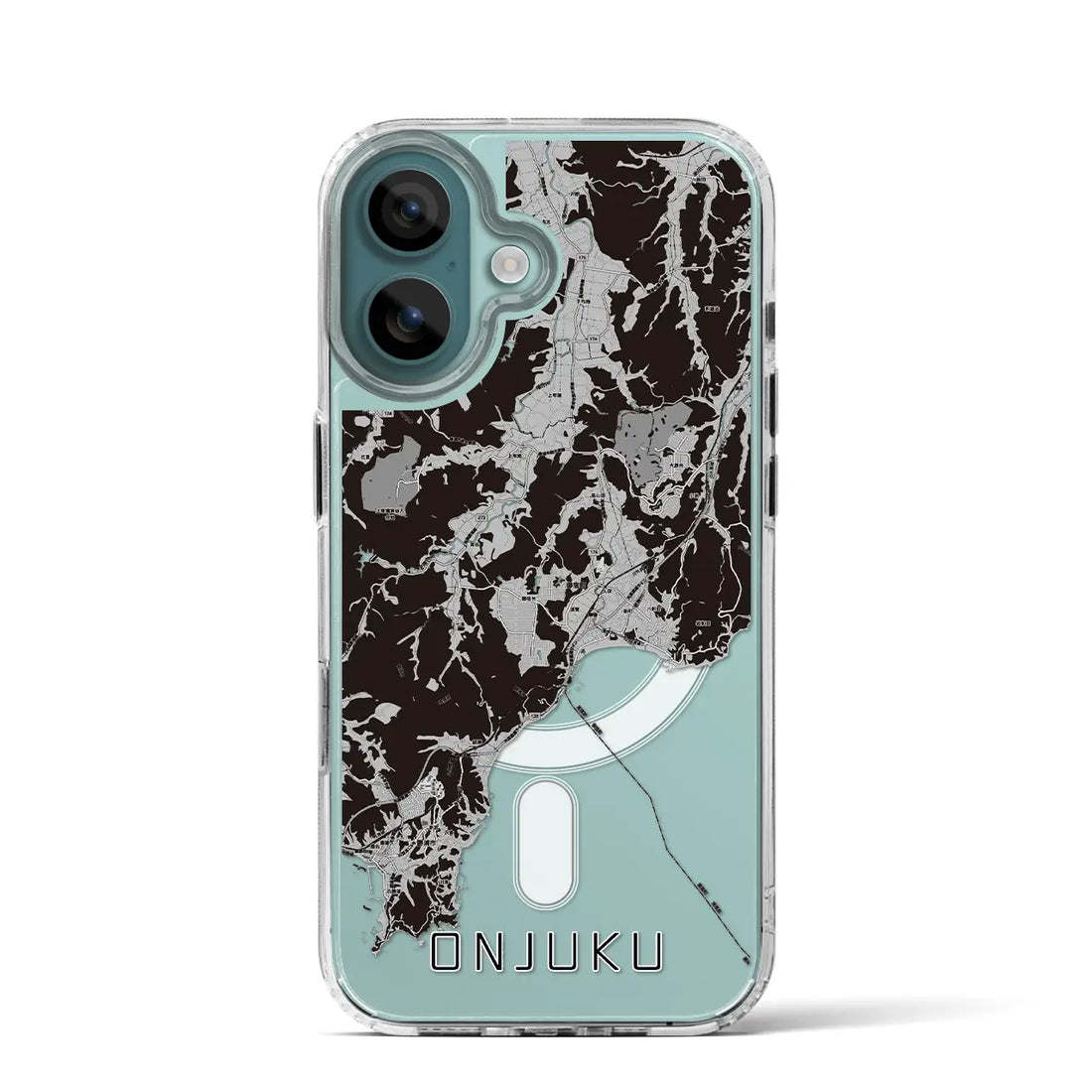 【御宿（千葉県）】地図柄iPhoneケース（MagSafeタイプ）モノトーン・iPhone 16 Pro 用