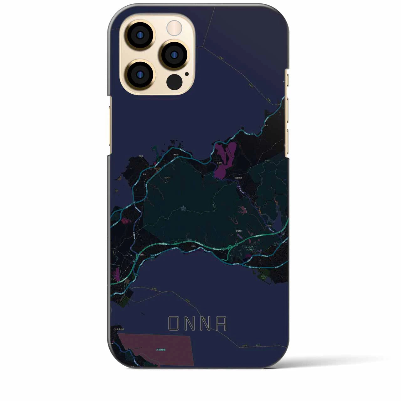 【恩納（沖縄県）】地図柄iPhoneケース（バックカバータイプ）