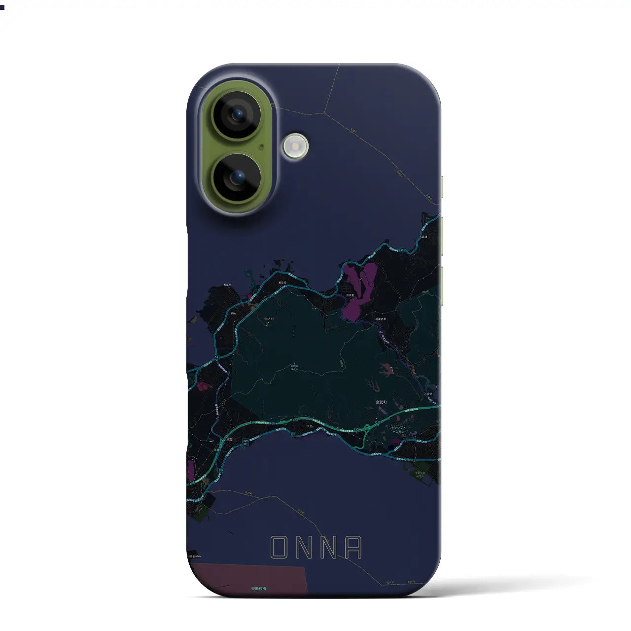 【恩納（沖縄県）】地図柄iPhoneケース（バックカバータイプ）