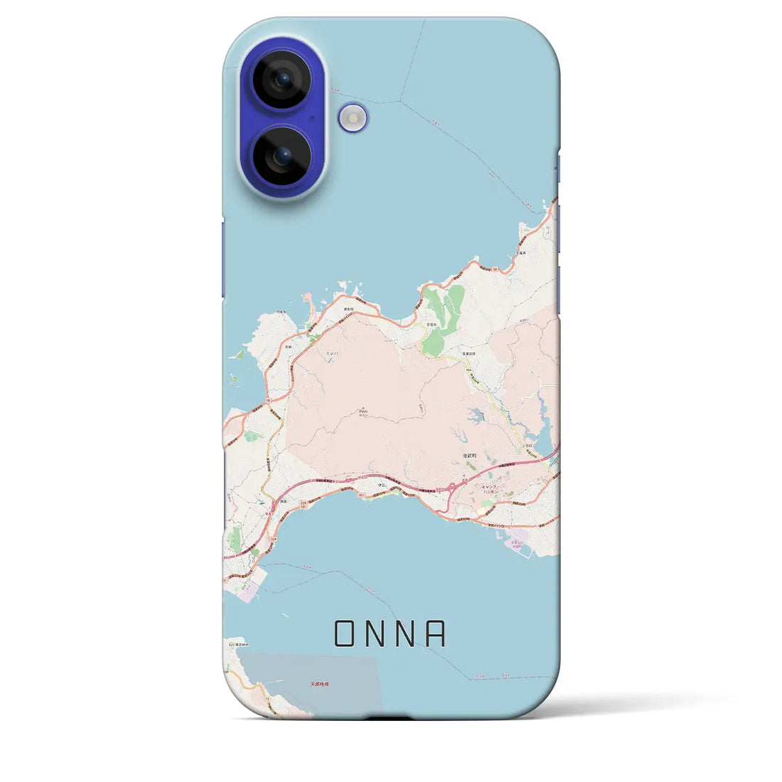 【恩納(沖縄県)】地図柄iPhoneケース(バックカバータイプ)ナチュラル・iPhone 16 Pro Max 用