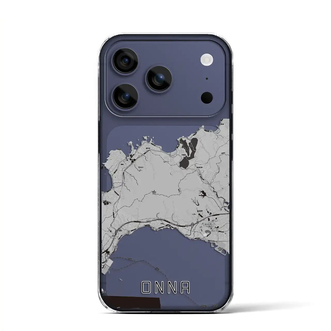 【恩納（沖縄県）】地図柄iPhoneケース（クリアタイプ）モノトーン・iPhone 17 Pro Max 用