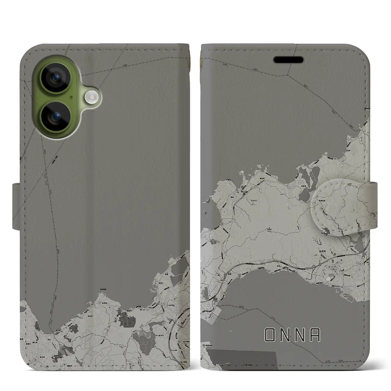 【恩納（沖縄県）】地図柄iPhoneケース（手帳タイプ）
