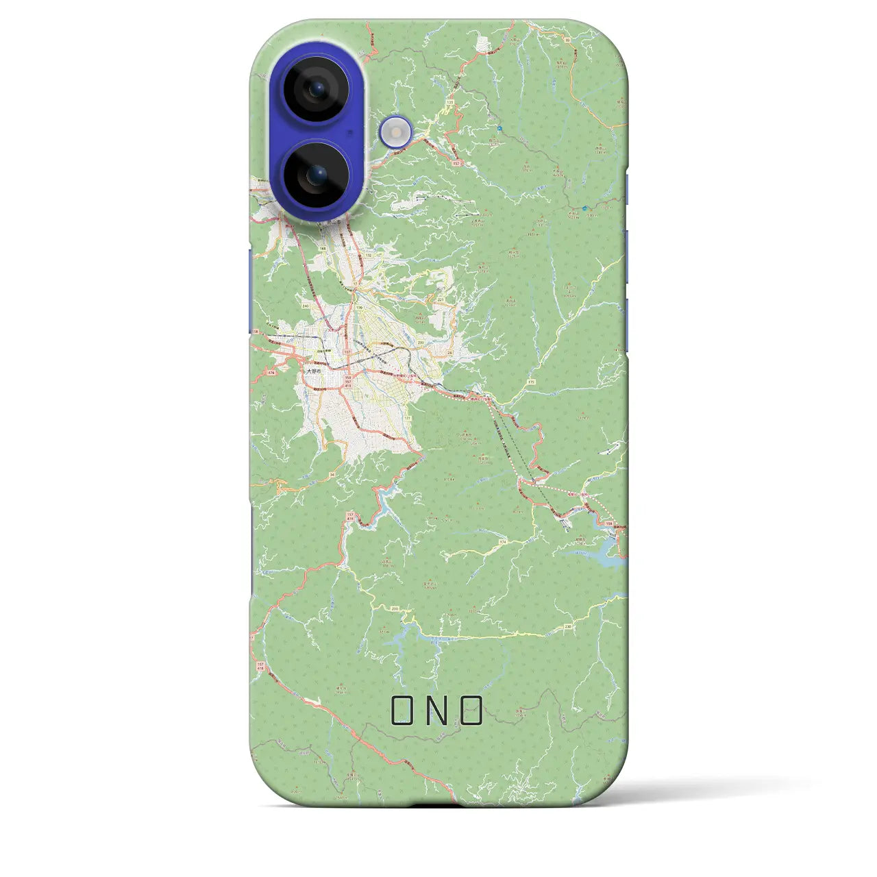 【大野（福井県）】地図柄iPhoneケース（バックカバータイプ）ナチュラル・iPhone 16 Pro Max 用