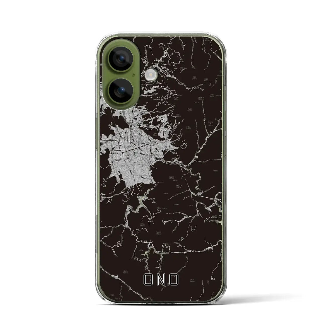 【大野（福井県）】地図柄iPhoneケース（クリアタイプ）モノトーン・iPhone 17 Pro Max 用