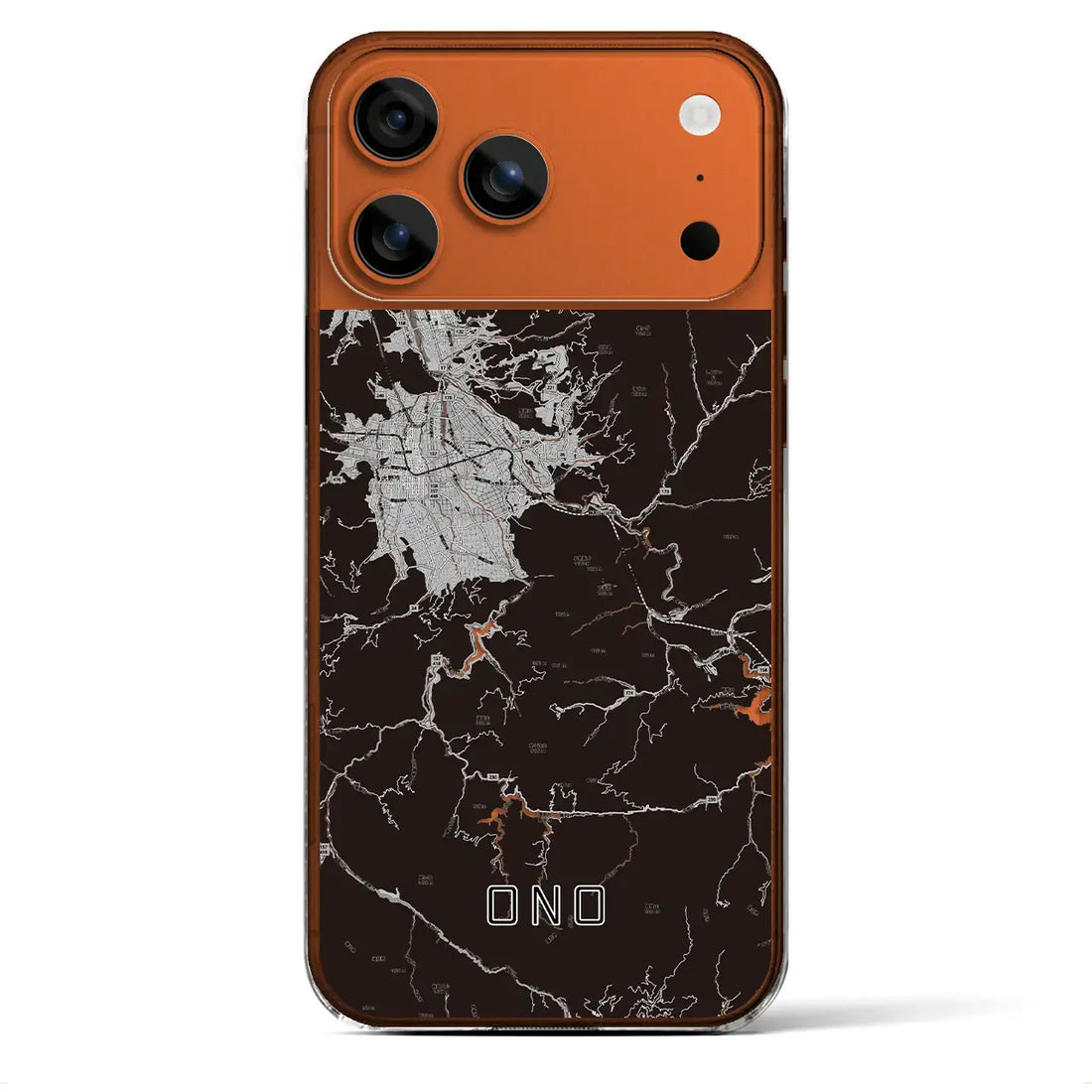 【大野(福井県)】地図柄iPhoneケース(クリアタイプ)モノトーン・iPhone 17 Pro Max 用