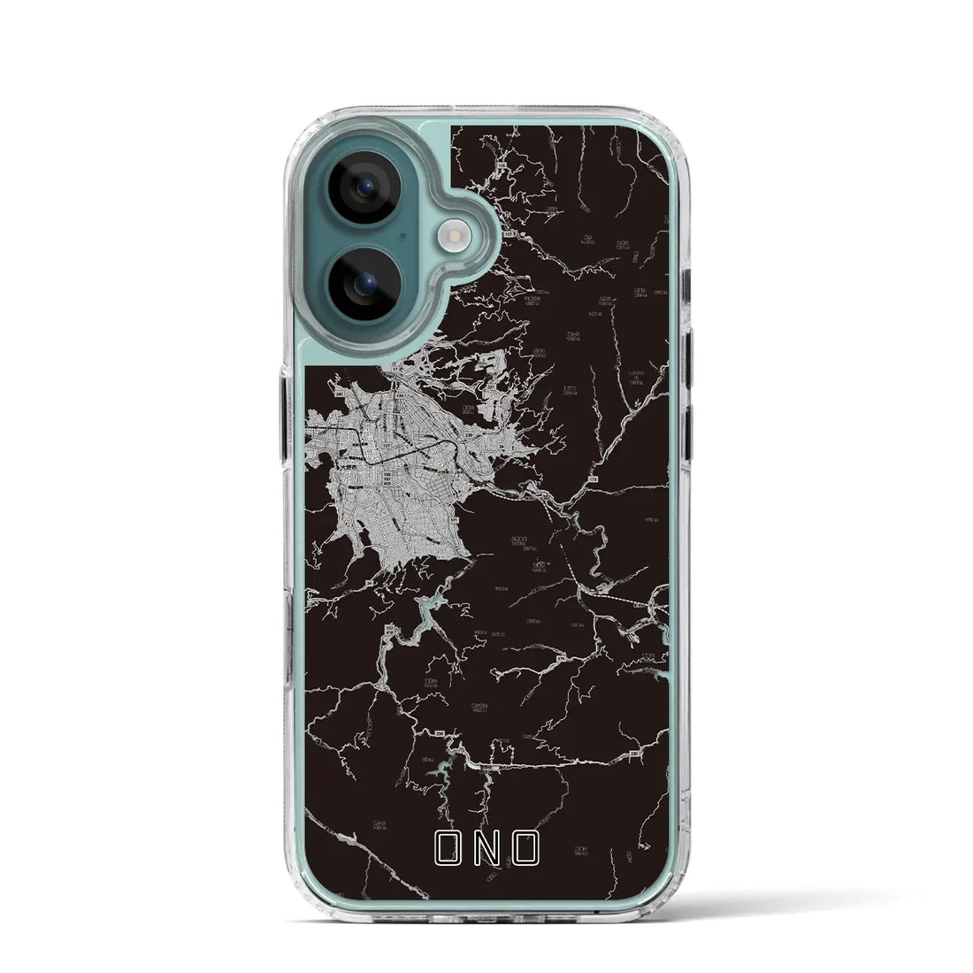 【大野(福井県)】地図柄iPhoneケース(MagSafeタイプ)モノトーン・iPhone 16 Pro 用