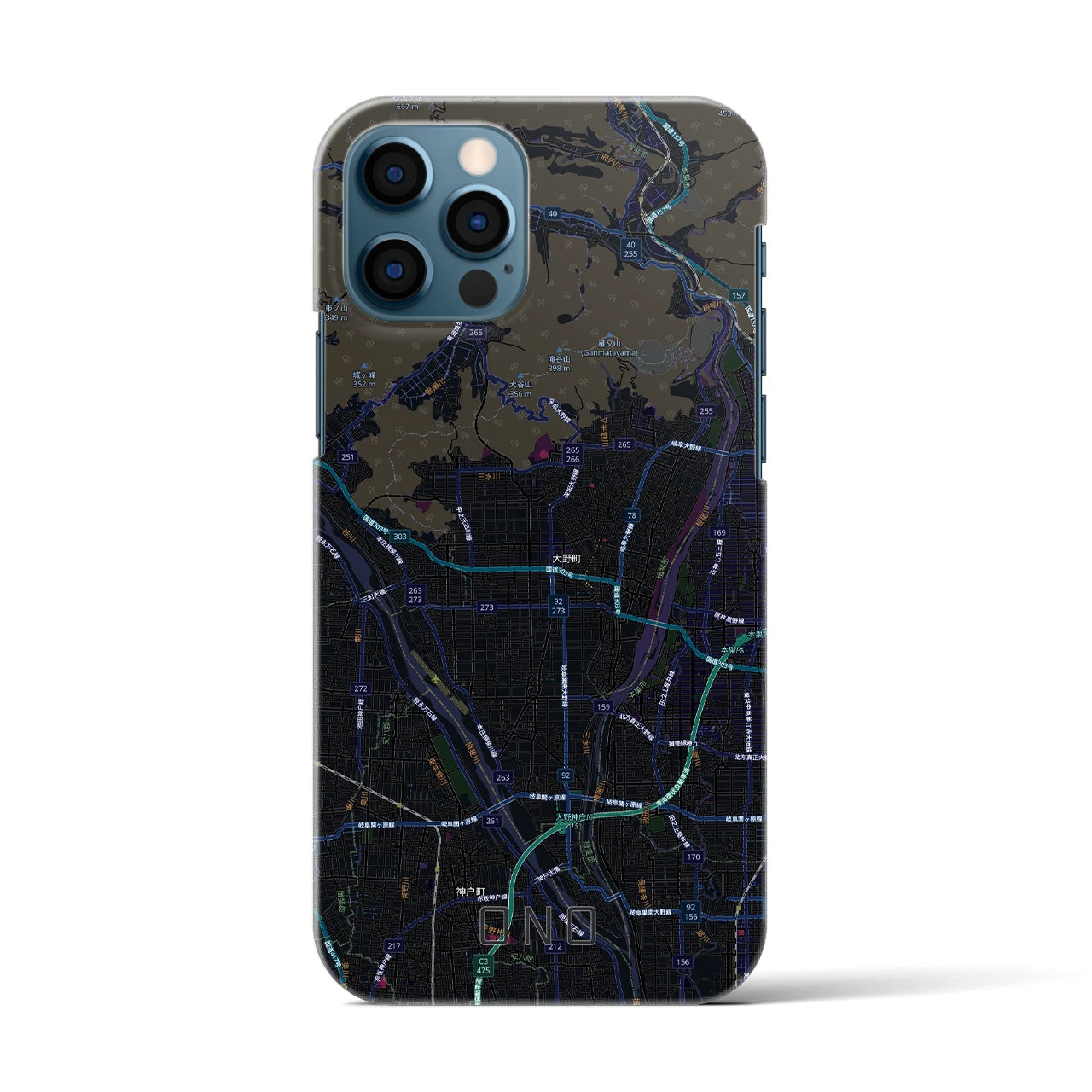 【大野（岐阜県）】地図柄iPhoneケース（バックカバータイプ）