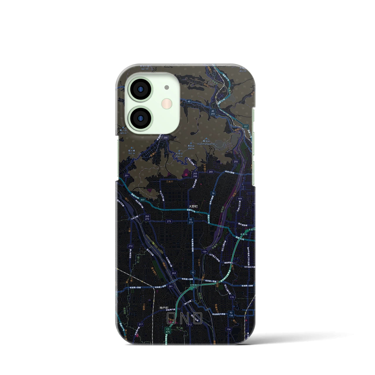 【大野（岐阜県）】地図柄iPhoneケース（バックカバータイプ）