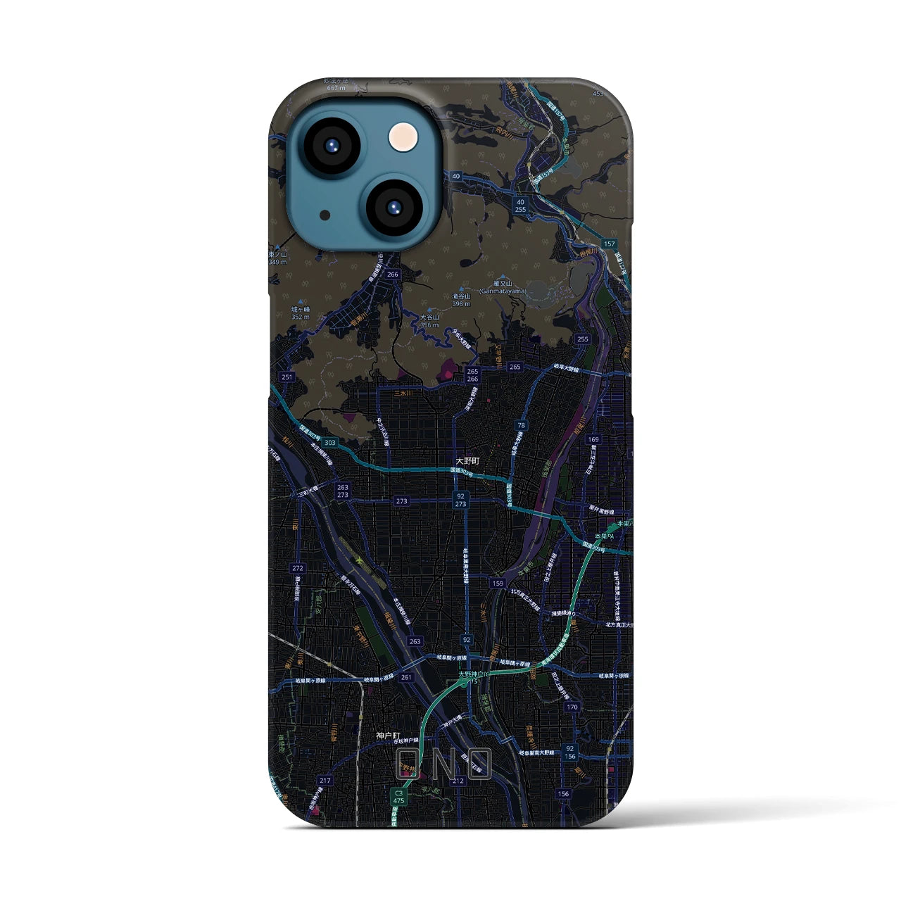 【大野（岐阜県）】地図柄iPhoneケース（バックカバータイプ）