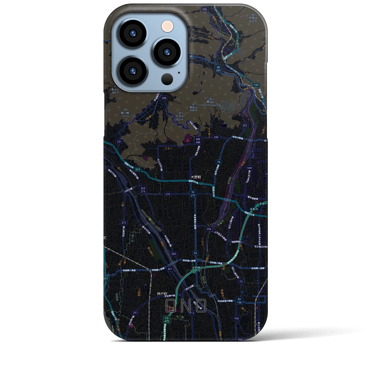 【大野（岐阜県）】地図柄iPhoneケース（バックカバータイプ）