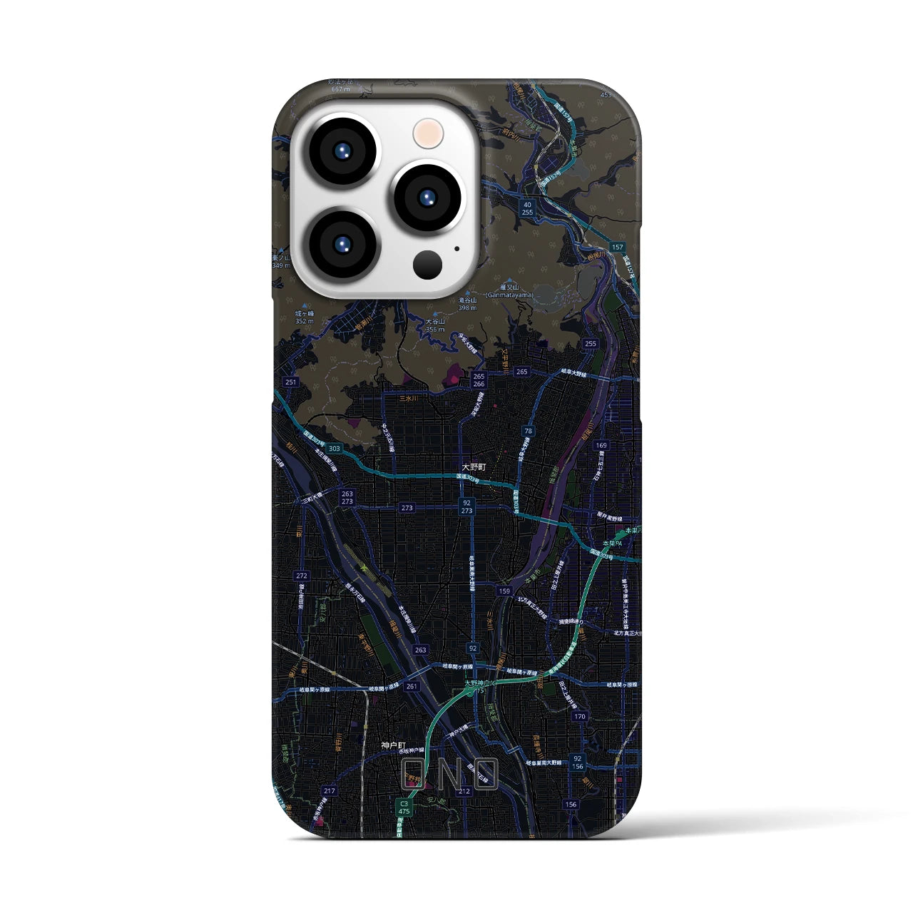 【大野（岐阜県）】地図柄iPhoneケース（バックカバータイプ）