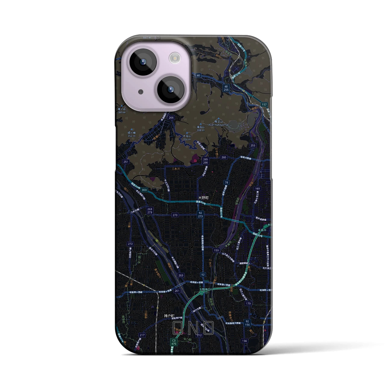 【大野（岐阜県）】地図柄iPhoneケース（バックカバータイプ）