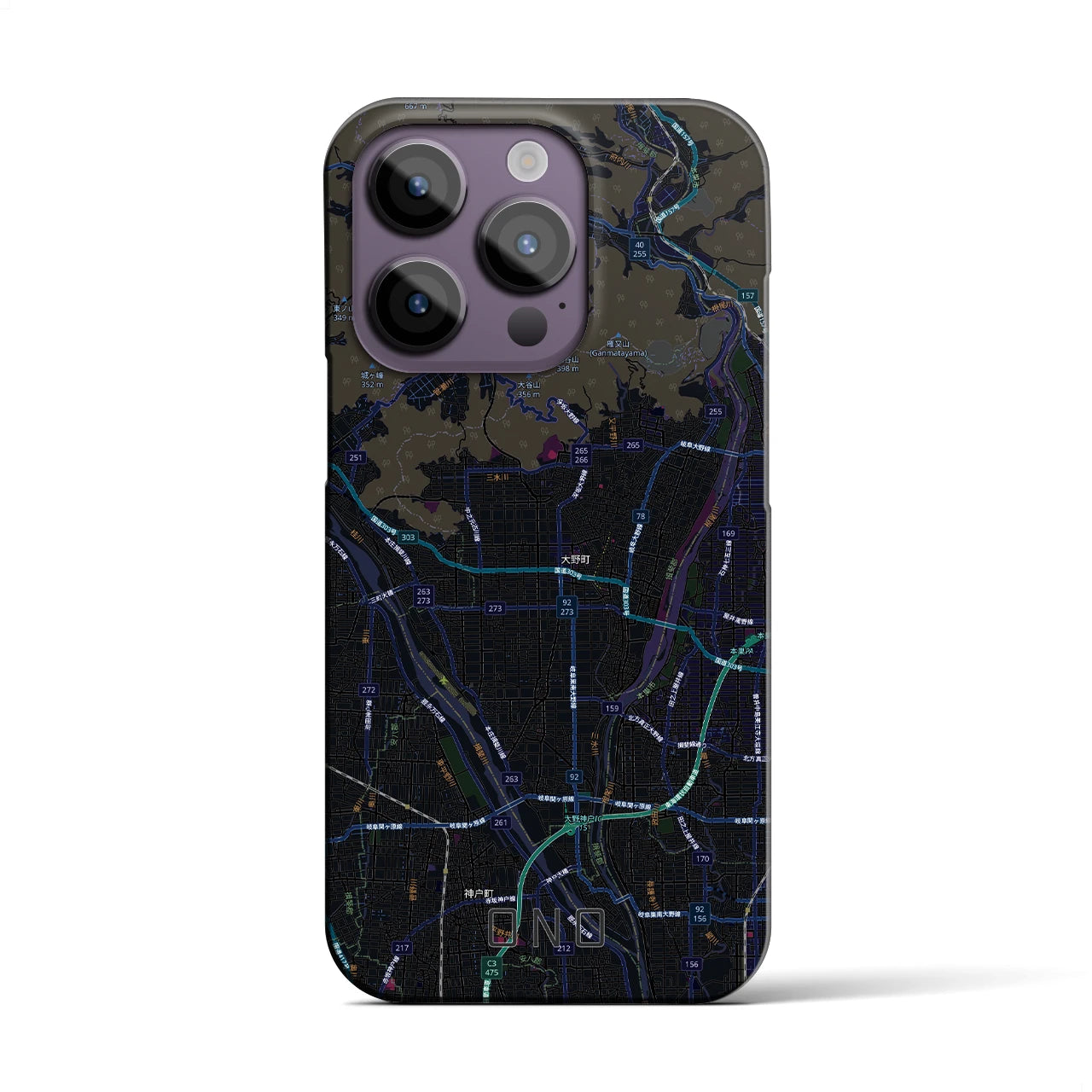 【大野（岐阜県）】地図柄iPhoneケース（バックカバータイプ）